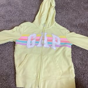 GAP yellow, rainbow jacket, zip up kids 14/16 💛 🩷 🩵 💜